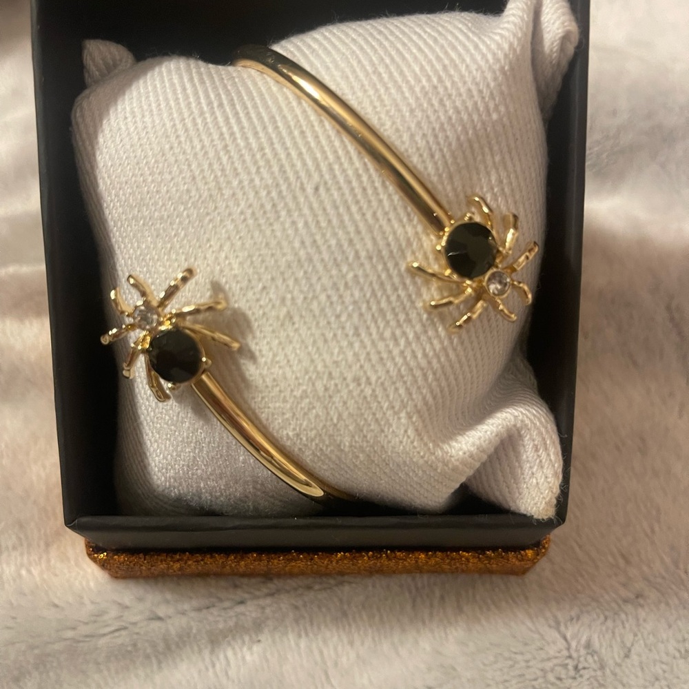 Halloween Gold Bracelet With Spiders. Pretty